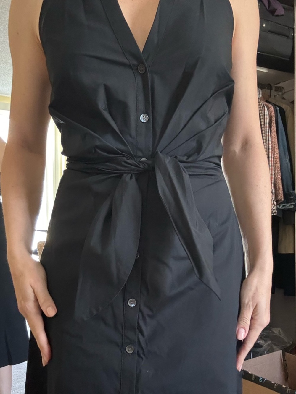 Veronica Beard Black Halter Button-Front Midi Dress - Picture 3 of 8